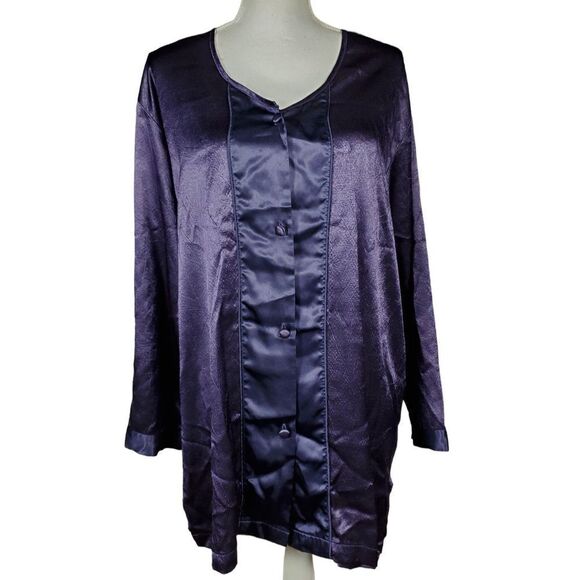 Victoria's Secret Sleepshirt Size Medium Large Purple Satin Nightgown Vintage - Picture 1 of 8
